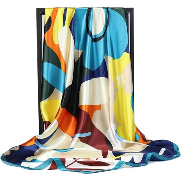 Square Satin Head Scarf - 02 - Picture 4 of 7